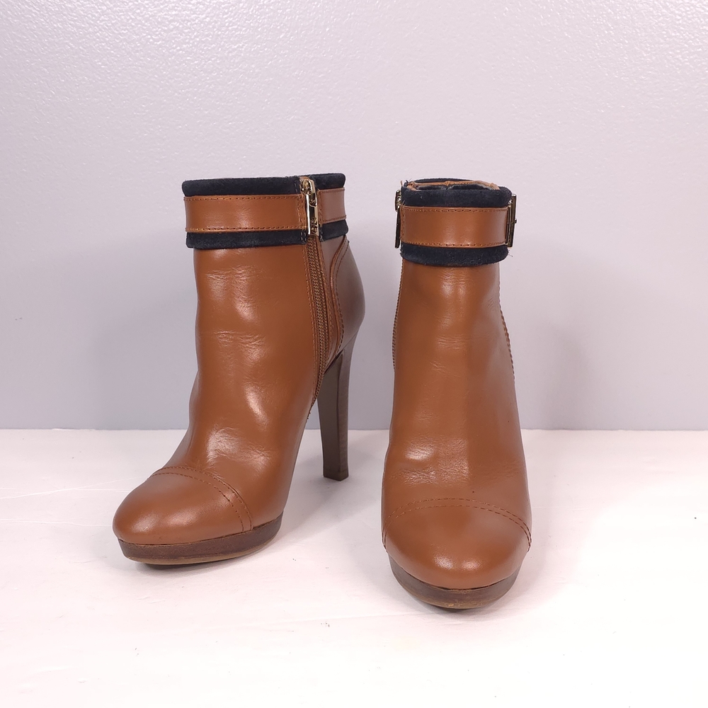 Tory Burch Cognac/Navy Belinda Ankle Bootie - Picture 12 of 12